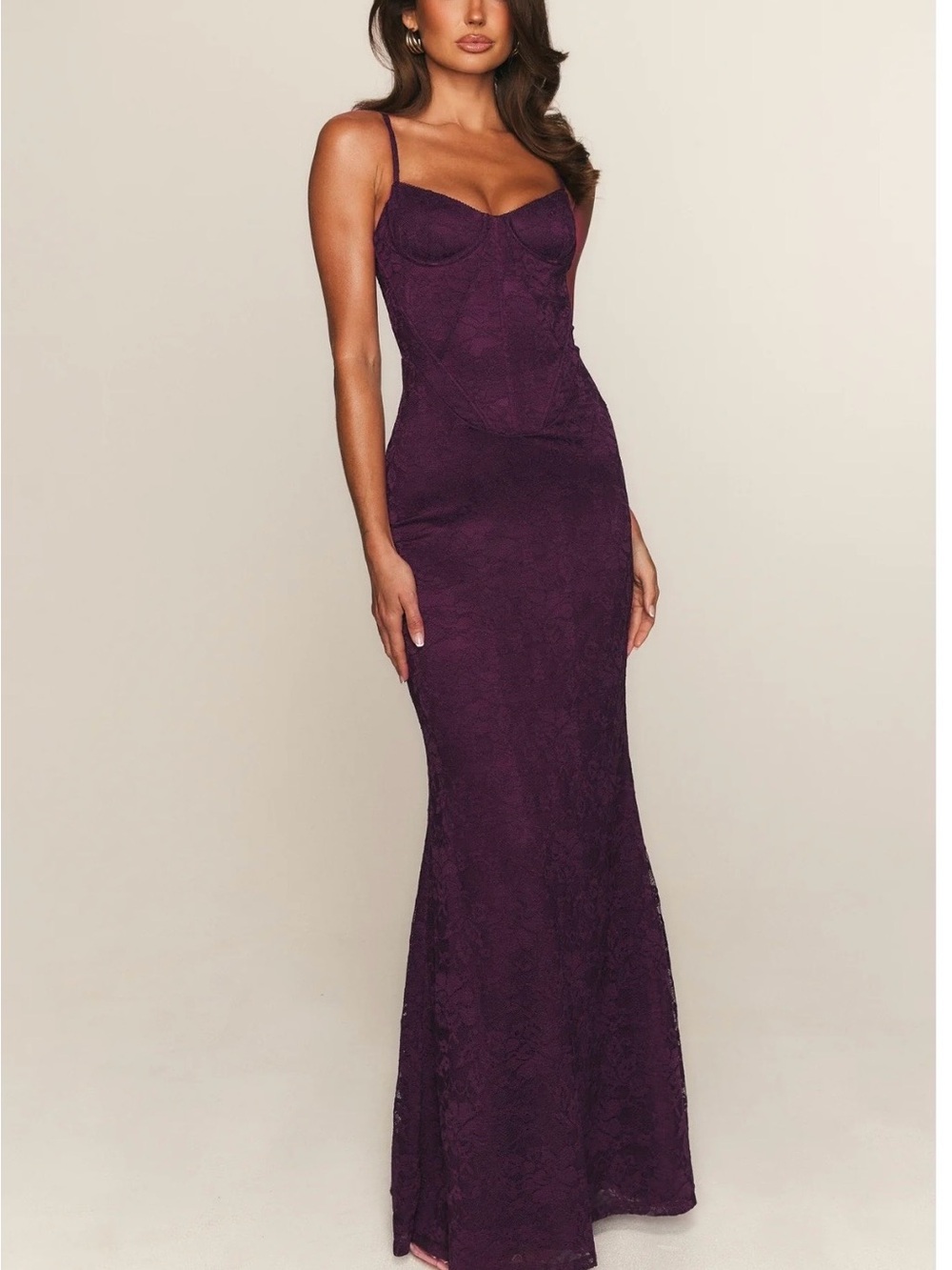 Elegant Plum Lace Mermaid Skirt
